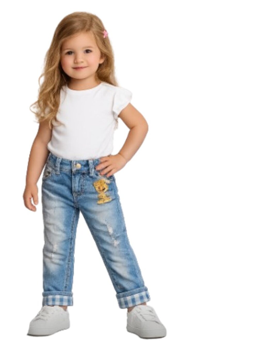 Monnalisa Girls Jeans Size 3Y / 98 cm Made in Italy Embroidered Denim Pants